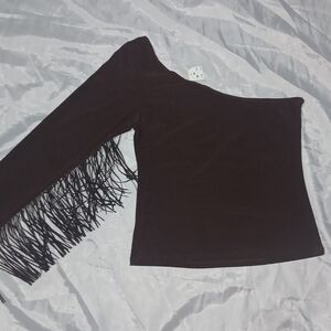 One-Shoulder Fringe Top